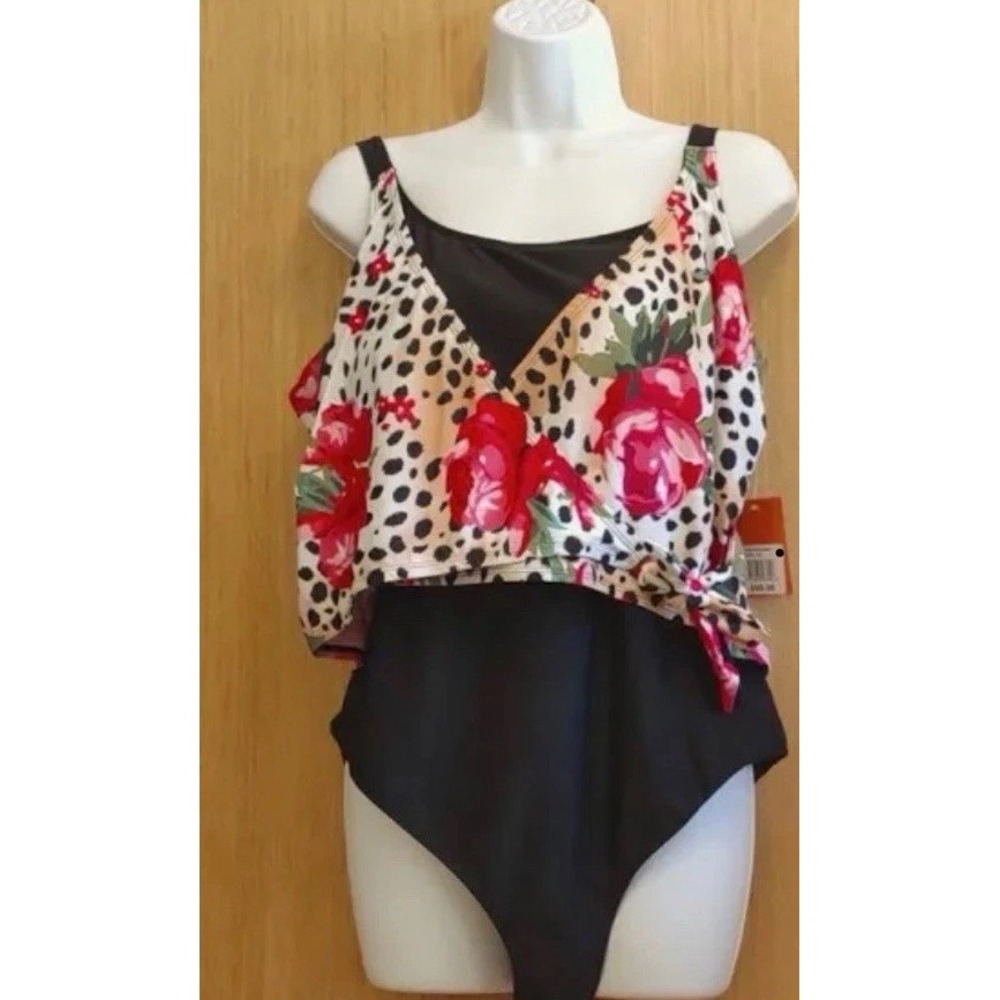 NWT Size 10 Women's One Piece Animal‎ Print & Floral Swimsuit by Noon Swim
